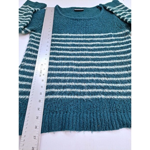 Wooden Ships Size Small/Medium Coastal Striped Green Blue Knit Sweater Wool - Picture 8 of 9